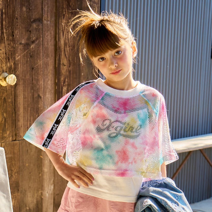 日本童裝 X-girl Stages 網眼短上衣及logo吊帶兩件套裝 90-140cm 女童款 夏季 TOPS