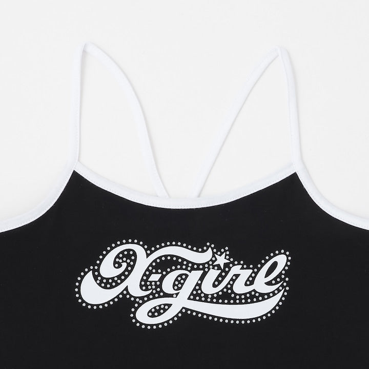 日本童裝 X-girl Stages 網眼短上衣及logo吊帶兩件套裝 90-140cm 女童款 夏季 TOPS
