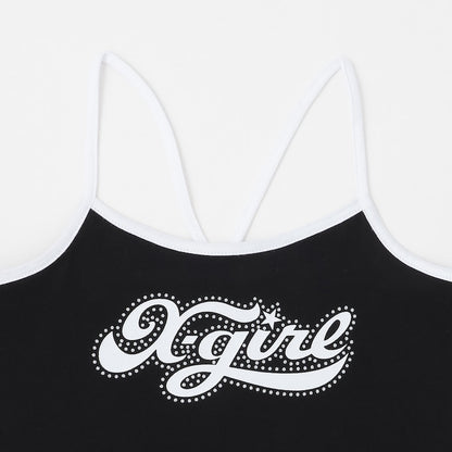 日本童裝 X-girl Stages 網眼短上衣及logo吊帶兩件套裝 90-140cm 女童款 夏季 TOPS