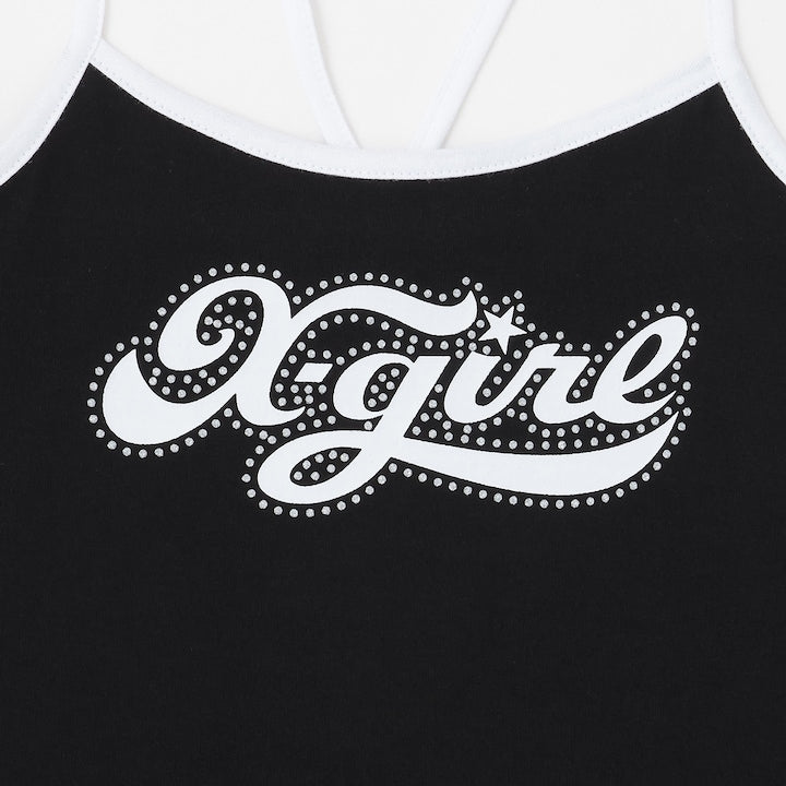 日本童裝 X-girl Stages 網眼短上衣及logo吊帶兩件套裝 90-140cm 女童款 夏季 TOPS