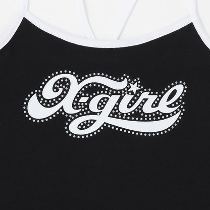 日本童裝 X-girl Stages 網眼短上衣及logo吊帶兩件套裝 90-140cm 女童款 夏季 TOPS