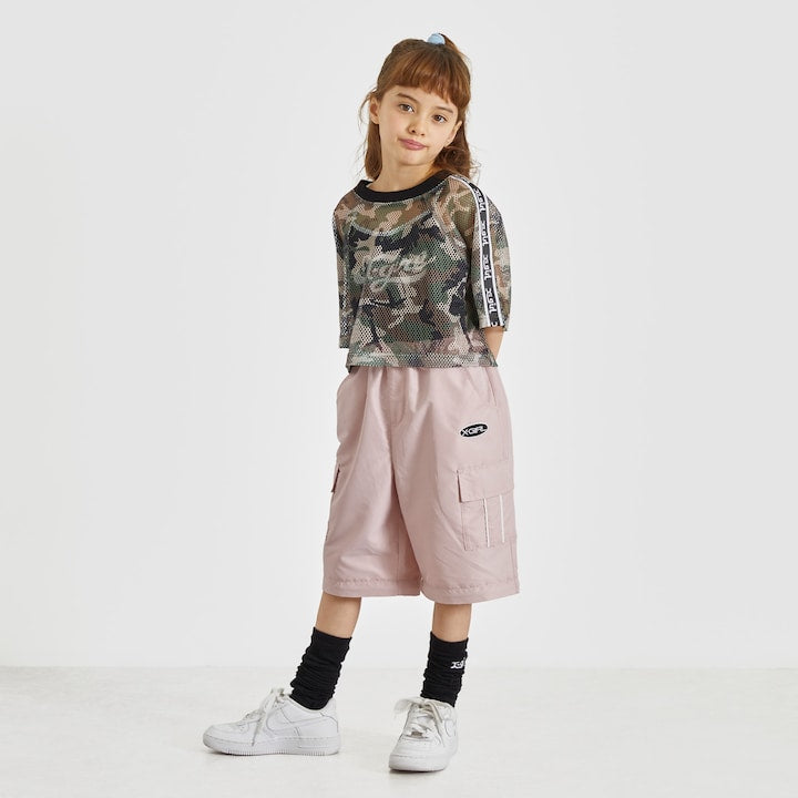 日本童裝 X-girl Stages 網眼短上衣及logo吊帶兩件套裝 90-140cm 女童款 夏季 TOPS