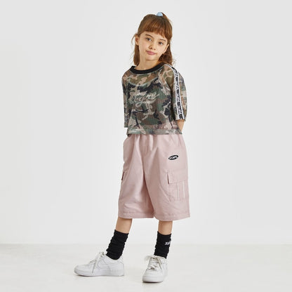 日本童裝 X-girl Stages 網眼短上衣及logo吊帶兩件套裝 90-140cm 女童款 夏季 TOPS