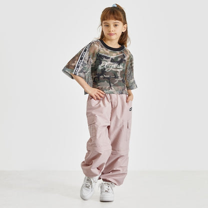 日本童裝 X-girl Stages 網眼短上衣及logo吊帶兩件套裝 90-140cm 女童款 夏季 TOPS
