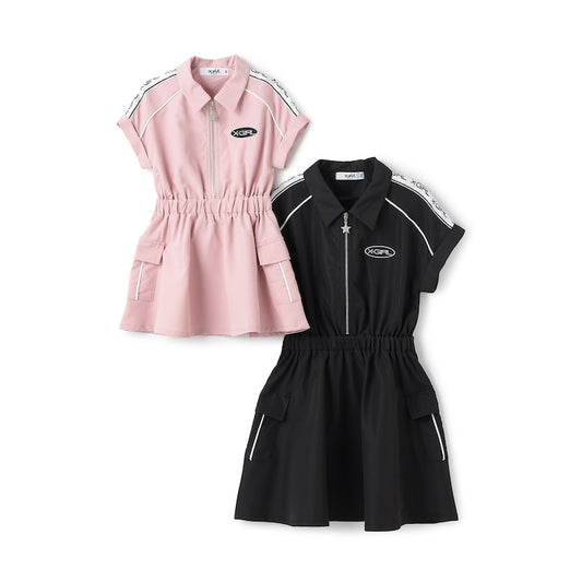 日本童裝 X-girl Stages 防水系列 工裝收腰連身裙 90-140cm 女童款 夏季 DRESSES