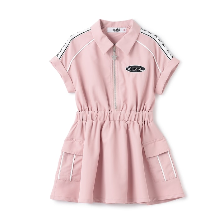 日本童裝 X-girl Stages 防水系列 工裝收腰連身裙 90-140cm 女童款 夏季 DRESSES