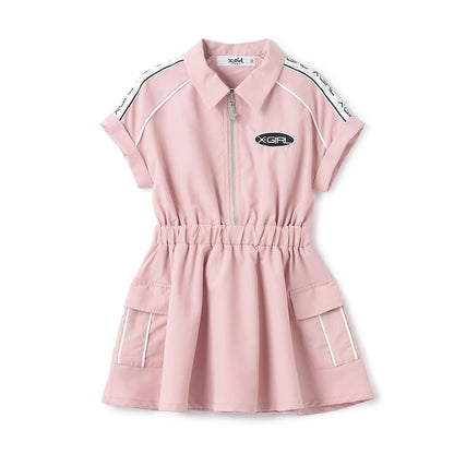日本童裝 X-girl Stages 防水系列 工裝收腰連身裙 90-140cm 女童款 夏季 DRESSES