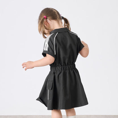 日本童裝 X-girl Stages 防水系列 工裝收腰連身裙 90-140cm 女童款 夏季 DRESSES