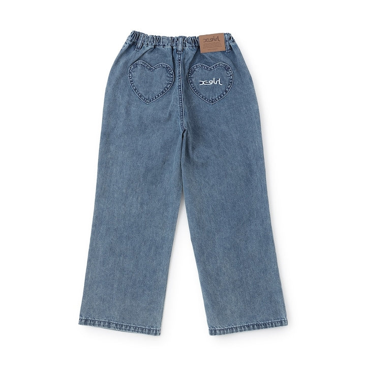 日本童裝 X-girl Stages 破洞闊腿牛仔褲 110-140cm 女童款 夏季 PANTS