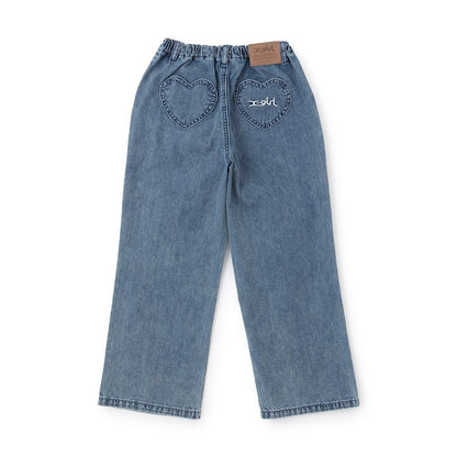 日本童裝 X-girl Stages 破洞闊腿牛仔褲 110-140cm 女童款 夏季 PANTS
