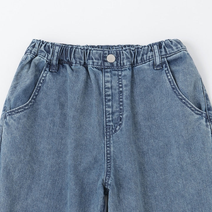 日本童裝 X-girl Stages 破洞闊腿牛仔褲 110-140cm 女童款 夏季 PANTS