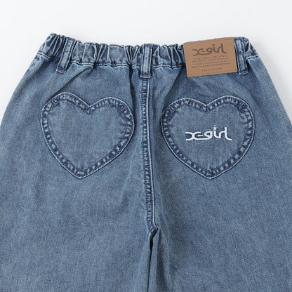 日本童裝 X-girl Stages 破洞闊腿牛仔褲 110-140cm 女童款 夏季 PANTS