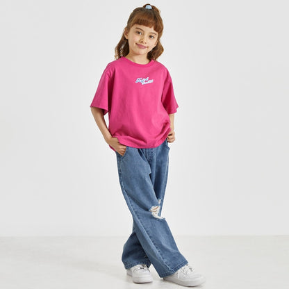 日本童裝 X-girl Stages 破洞闊腿牛仔褲 110-140cm 女童款 夏季 PANTS
