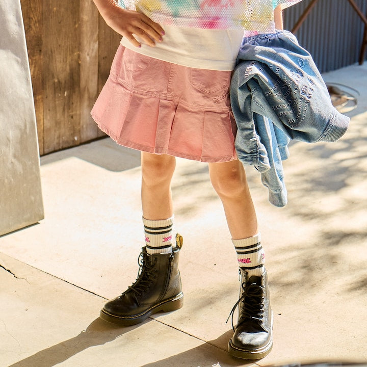 日本童裝 X-girl Stages 後背logo百焦裙 100-140cm 女童款 夏季 SKIRTS
