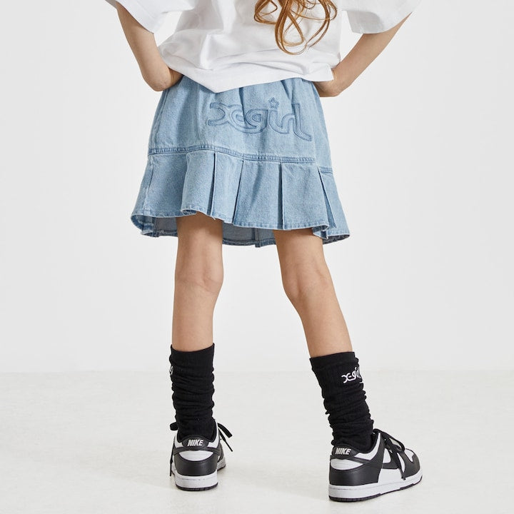 日本童裝 X-girl Stages 後背logo百焦裙 100-140cm 女童款 夏季 SKIRTS