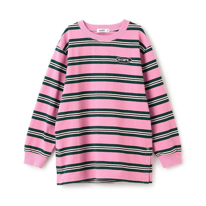 日本童裝 X-girl Stages 條紋長款T 120-140cm 女童款 夏季 TOPS