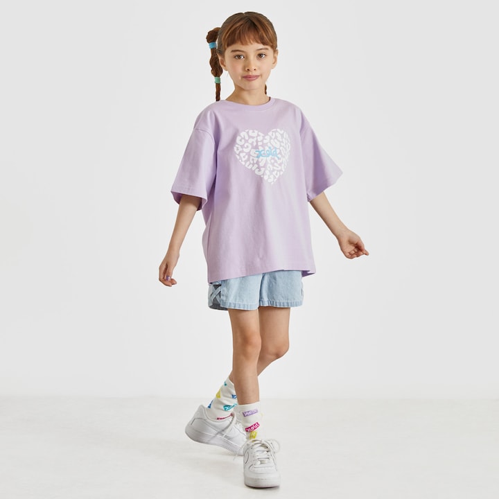 日本童裝 X-girl Stages 豹紋愛心印花上衣 80-140cm 女童款 夏季 TOPS