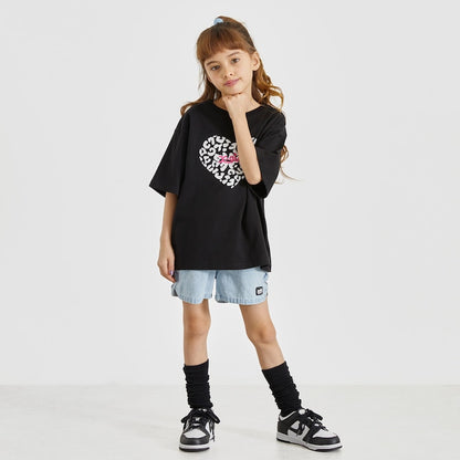 日本童裝 X-girl Stages 豹紋愛心印花上衣 80-140cm 女童款 夏季 TOPS