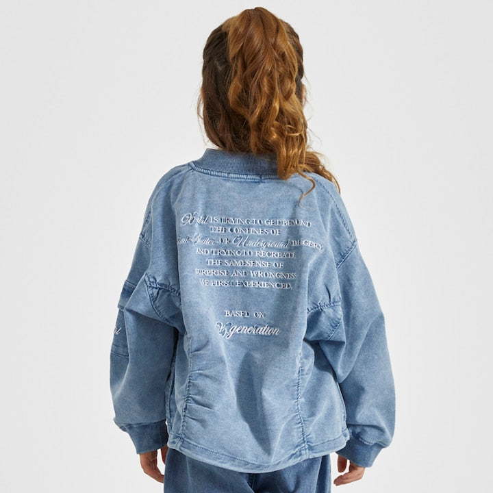 日本童裝 X-girl Stages 薄牛仔外套 90-140cm 女童款 夏季 OUTERWEAR