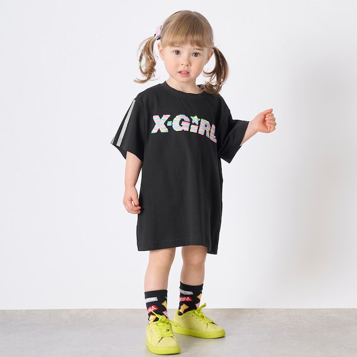 日本童裝 X-girl Stages 亮片刺繡連身裙 90-140cm 女童款 夏季 DRESSES