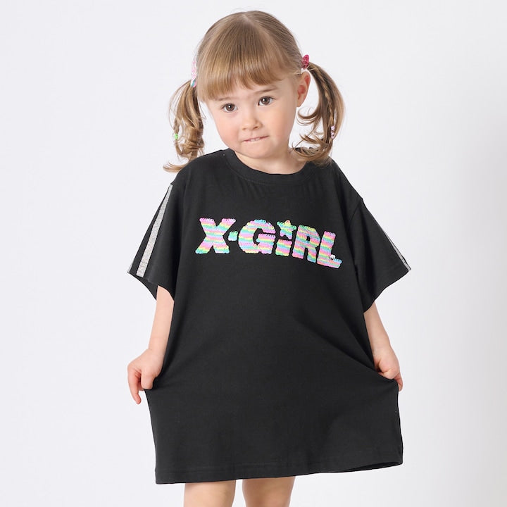 日本童裝 X-girl Stages 亮片刺繡連身裙 90-140cm 女童款 夏季 DRESSES