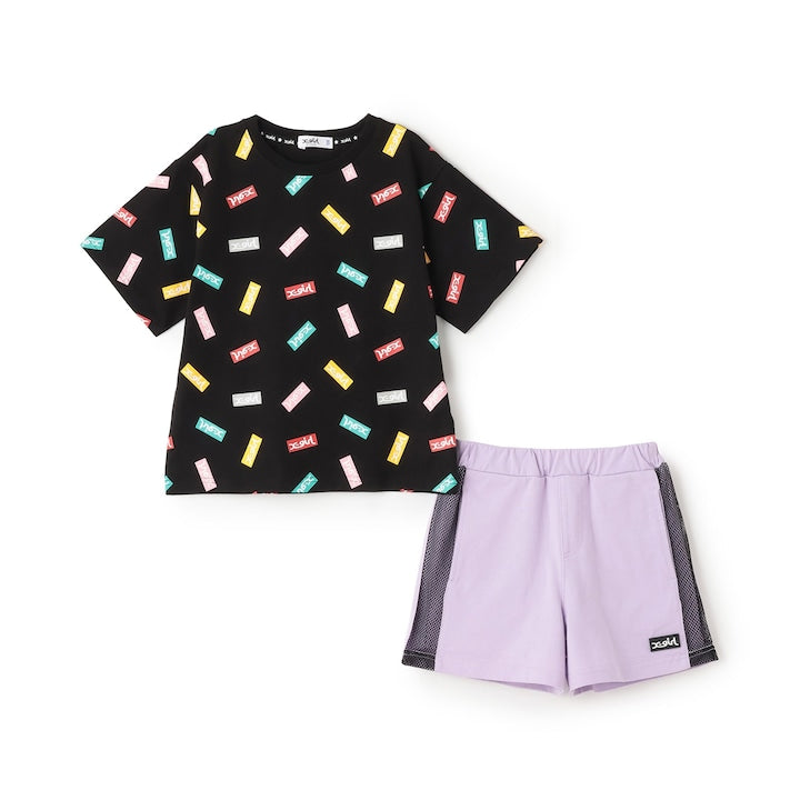 日本童裝 X-girl Stages 上衣網眼短褲兩件套裝 90-140cm 女童款 夏季 TOPS PANTS