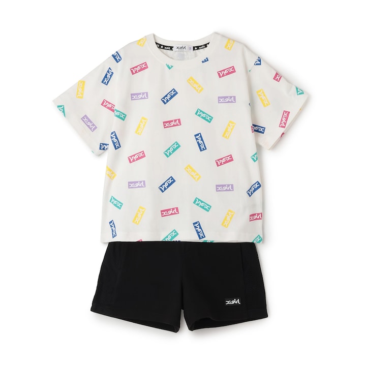 日本童裝 X-girl Stages 上衣網眼短褲兩件套裝 90-140cm 女童款 夏季 TOPS PANTS
