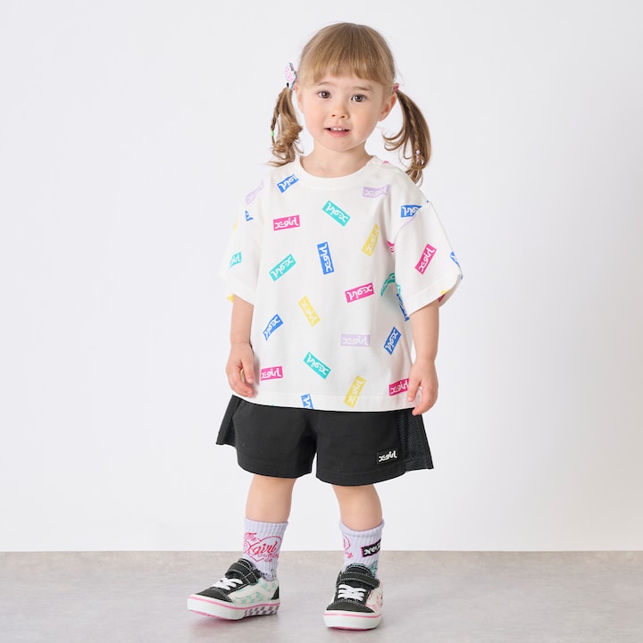 日本童裝 X-girl Stages 上衣網眼短褲兩件套裝 90-140cm 女童款 夏季 TOPS PANTS