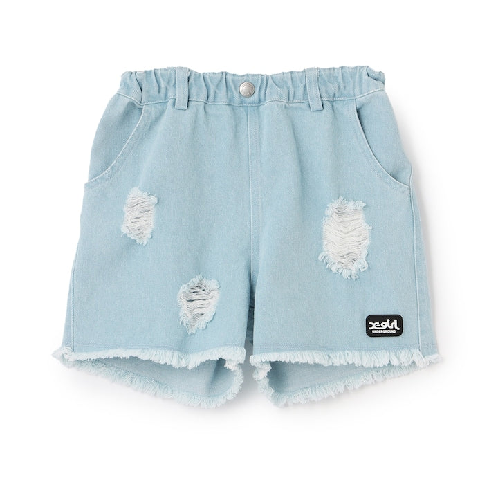 日本童裝 X-girl Stages 印花牛仔短褲 100-140cm 女童款 夏季 PANTS