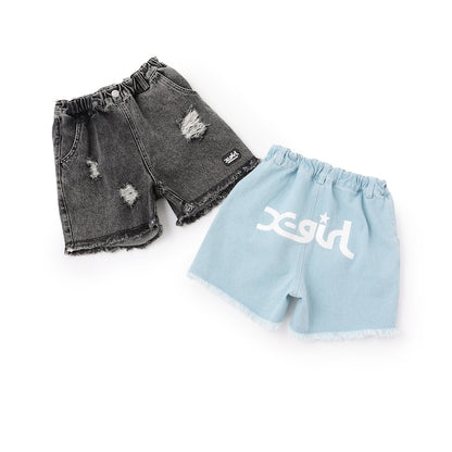 日本童裝 X-girl Stages 印花牛仔短褲 100-140cm 女童款 夏季 PANTS