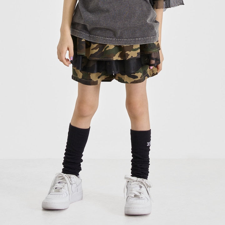 日本童裝 X-girl Stages 荷葉邊網眼分層短褲 100-140cm 女童款 夏季 PANTS