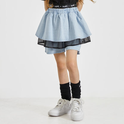日本童裝 X-girl Stages 荷葉邊網眼分層短褲 100-140cm 女童款 夏季 PANTS