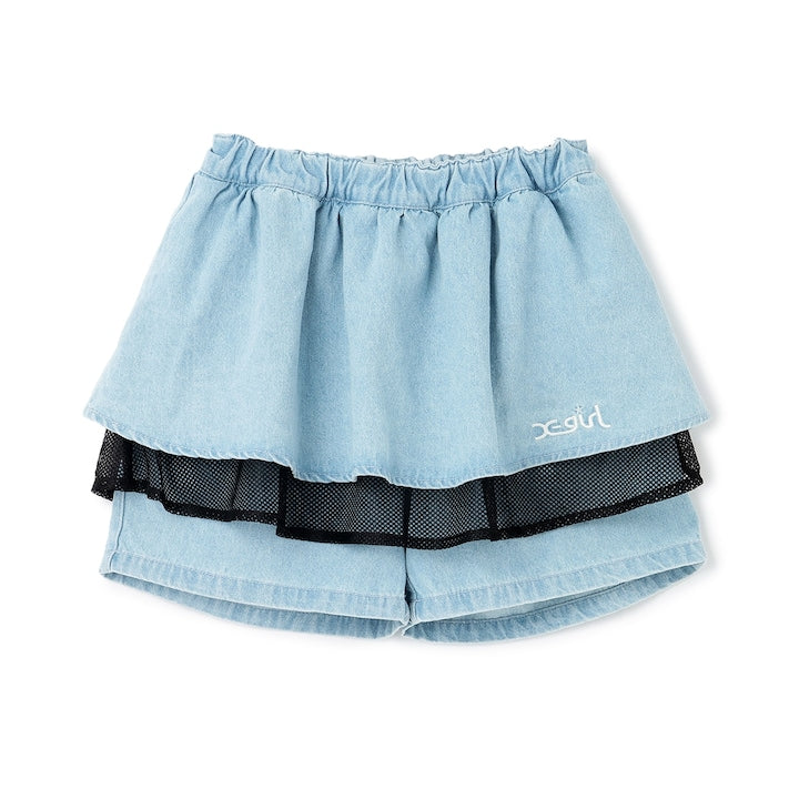 日本童裝 X-girl Stages 荷葉邊網眼分層短褲 100-140cm 女童款 夏季 PANTS