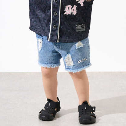日本童裝 X-girl Stages 牛仔短褲 90-140cm 女童款 夏季 PANTS