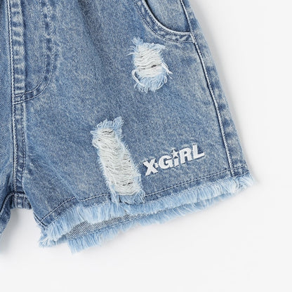 日本童裝 X-girl Stages 牛仔短褲 90-140cm 女童款 夏季 PANTS