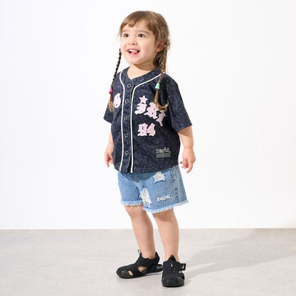 日本童裝 X-girl Stages 貼布LOGO刺繡棒球衫 90-140cm 女童款 夏季 TOPS