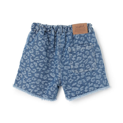 日本童裝 X-girl Stages 豹紋提花牛仔短褲 90-140cm 女童款 夏季 PANTS