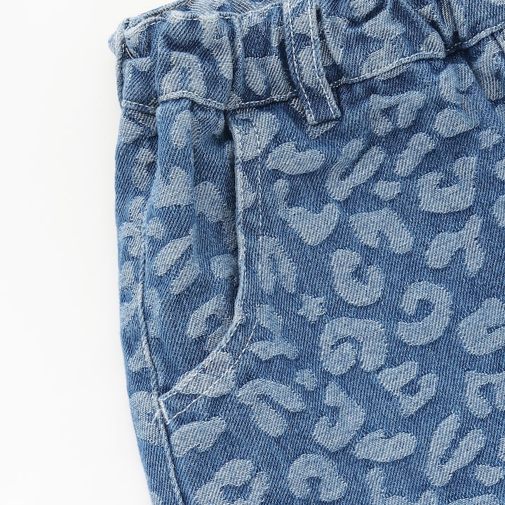 日本童裝 X-girl Stages 豹紋提花牛仔短褲 90-140cm 女童款 夏季 PANTS