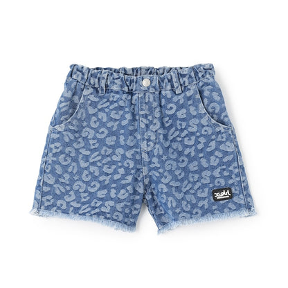 日本童裝 X-girl Stages 豹紋提花牛仔短褲 90-140cm 女童款 夏季 PANTS