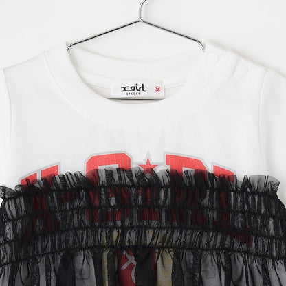 日本童裝 X-girl Stages 防UV LOGO薄紗拼接上衣 90-140cm 女童款 夏季 TOPS