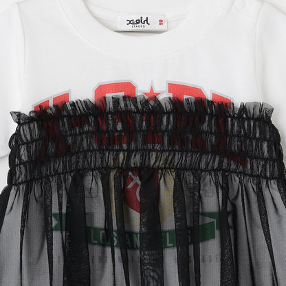 日本童裝 X-girl Stages 防UV LOGO薄紗拼接上衣 90-140cm 女童款 夏季 TOPS