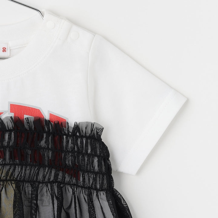 日本童裝 X-girl Stages 防UV LOGO薄紗拼接上衣 90-140cm 女童款 夏季 TOPS