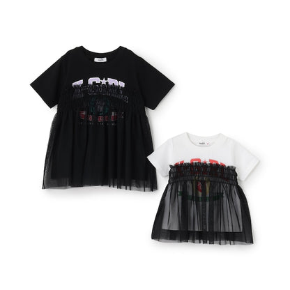 日本童裝 X-girl Stages 防UV LOGO薄紗拼接上衣 90-140cm 女童款 夏季 TOPS
