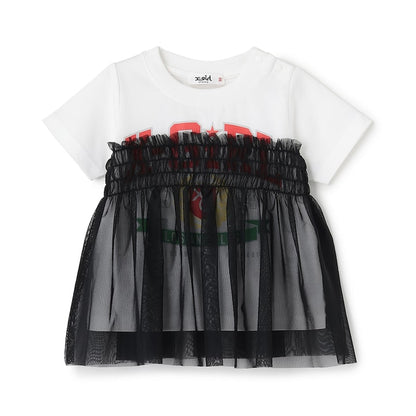 日本童裝 X-girl Stages 防UV LOGO薄紗拼接上衣 90-140cm 女童款 夏季 TOPS