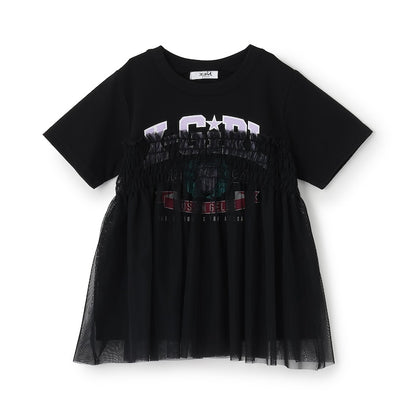 日本童裝 X-girl Stages 防UV LOGO薄紗拼接上衣 90-140cm 女童款 夏季 TOPS