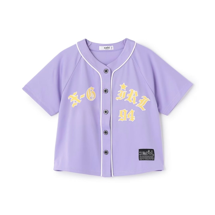 日本童裝 X-girl Stages 貼布LOGO刺繡棒球衫 90-140cm 女童款 夏季 TOPS