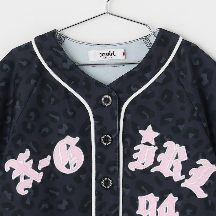 日本童裝 X-girl Stages 貼布LOGO刺繡棒球衫 90-140cm 女童款 夏季 TOPS