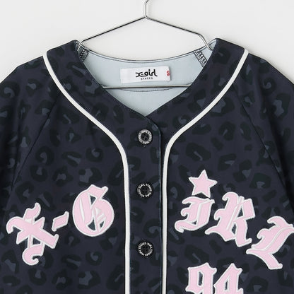 日本童裝 X-girl Stages 貼布LOGO刺繡棒球衫 90-140cm 女童款 夏季 TOPS