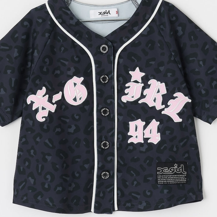 日本童裝 X-girl Stages 貼布LOGO刺繡棒球衫 90-140cm 女童款 夏季 TOPS