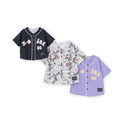 日本童裝 X-girl Stages 貼布LOGO刺繡棒球衫 90-140cm 女童款 夏季 TOPS